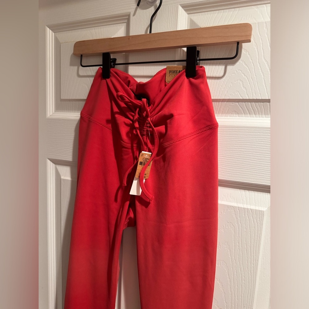 NWT VS PINK high waist leggings adjustable butter soft ruched  Coral - Picture 5 of 7